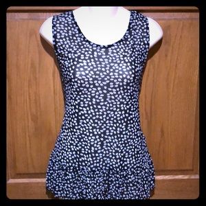 Ethyl Black and Cream Leaf Print Top, Sz L